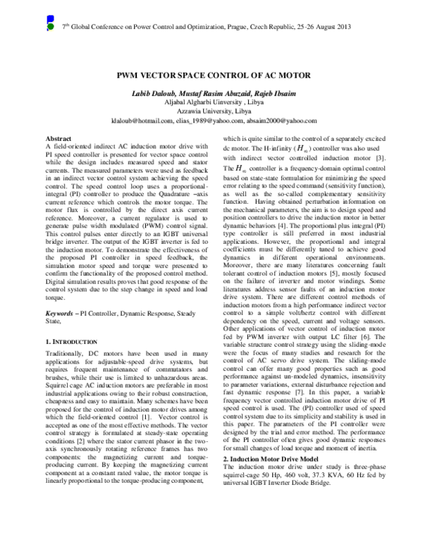 (PDF) PWM VECTOR SPACE CONTROL OF AC MOTOR