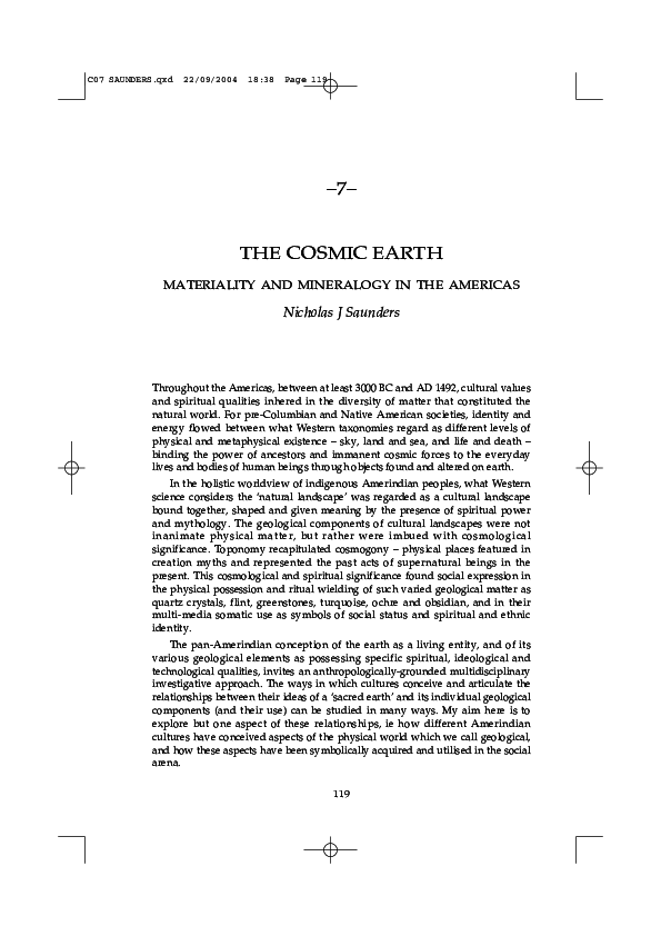 The Cosmic Earth: Materiality and Mineralogy in the Americas