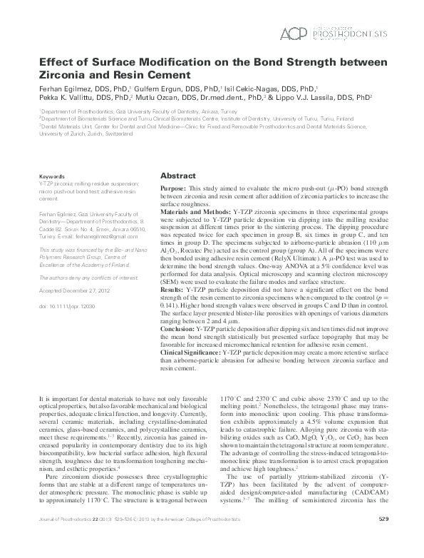 (PDF) Effect of Surface Modification on the Bond Strength between ...