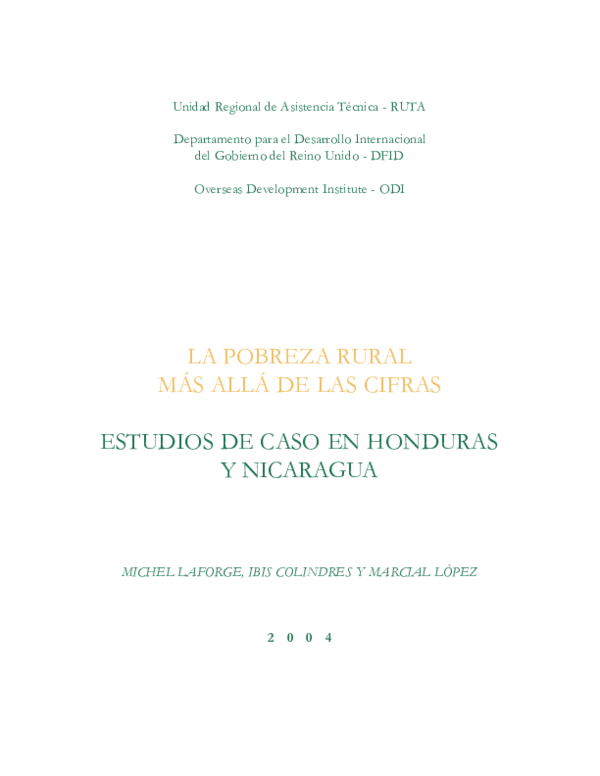 (PDF) LA POBREZA RURAL MÁS ALLÁ DE LAS CIFRAS ESTUDIOS DE CASO EN ...