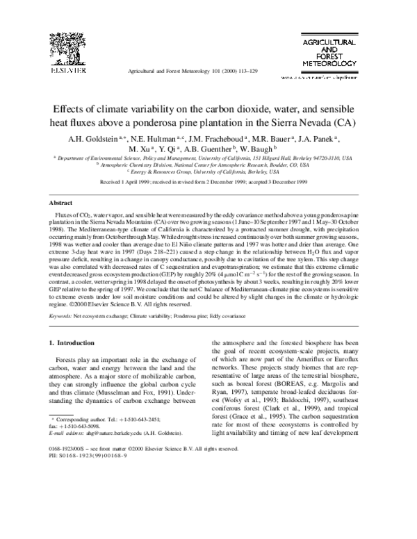 (PDF) Effects of climate variability on the carbon dioxide, water, and ...