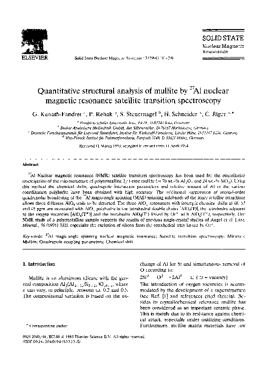 (PDF) SOLID STATE Nuclear Magnetic Resonance Quantitative structural ...