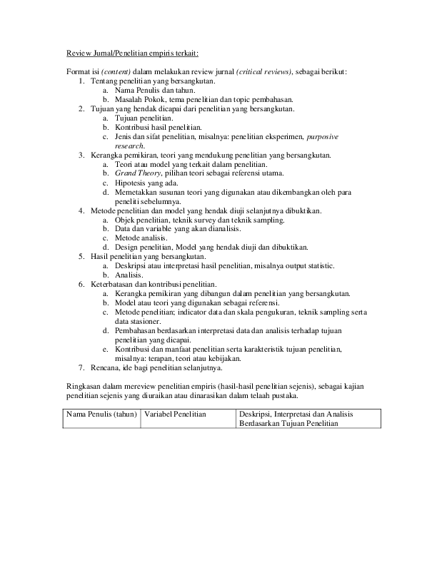 Pdf Review Jurnal Penelitian Empiris Terkait Arci Rahmanta Academia Edu