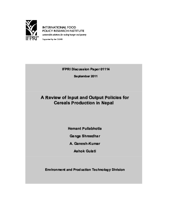 (PDF) A review of input and output policies for cereals production in Nepal