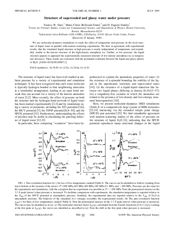 (PDF) Structure of Supercooled and Glassy Water Under Pressure