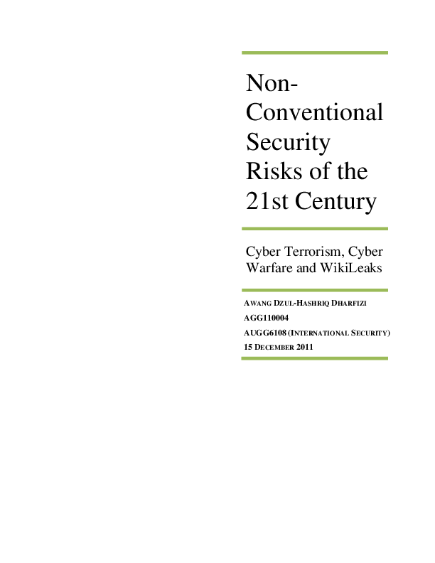(PDF) Non- Conventional Security Risks of the 21st Century