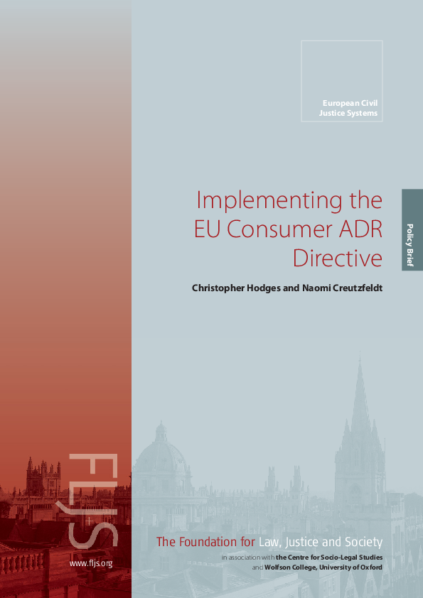 (PDF) Implementing the EU consumer ADR directive