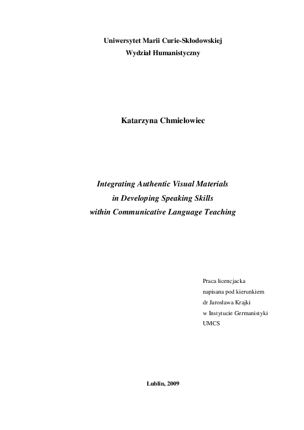 (PDF) Integrating Authentic Visual Materials in Developing Speaking Skills within Communicative