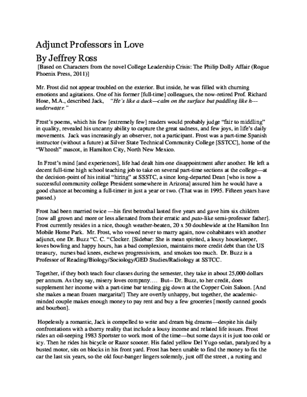 Pdf Adjunct Professors In Love Jeffrey Ross Academia Edu