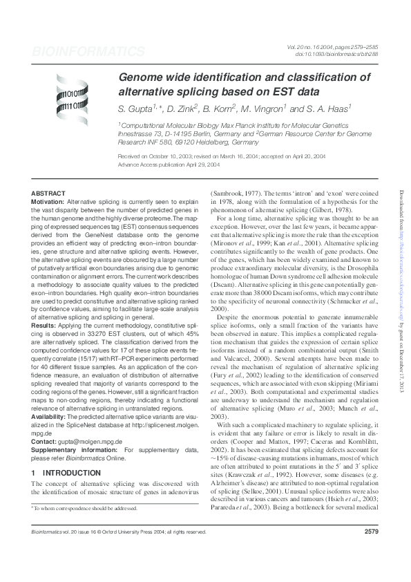 (PDF) Genome wide identification and classification of alternative ...