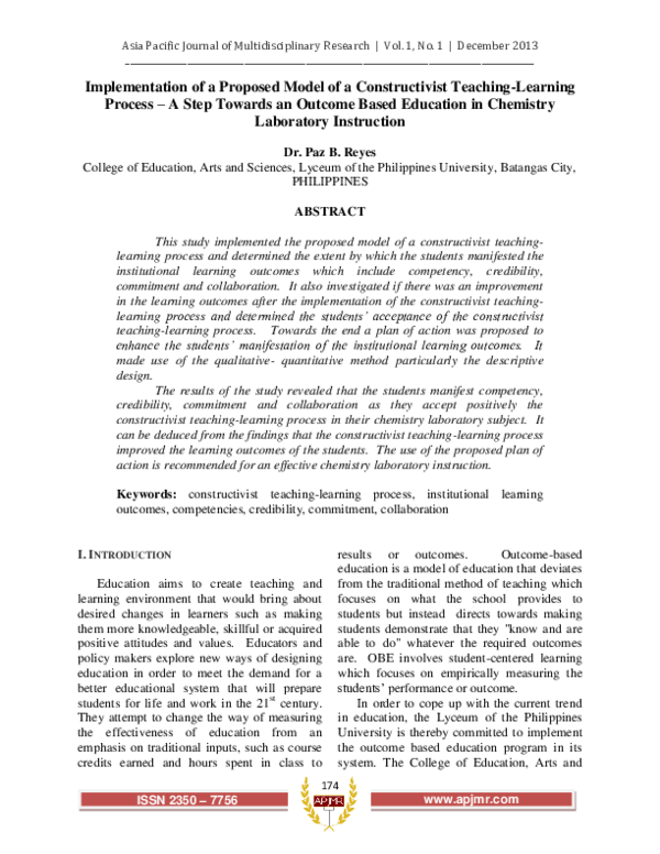 (PDF) Implementation of a Proposed Model of a Constructivist Teaching ...
