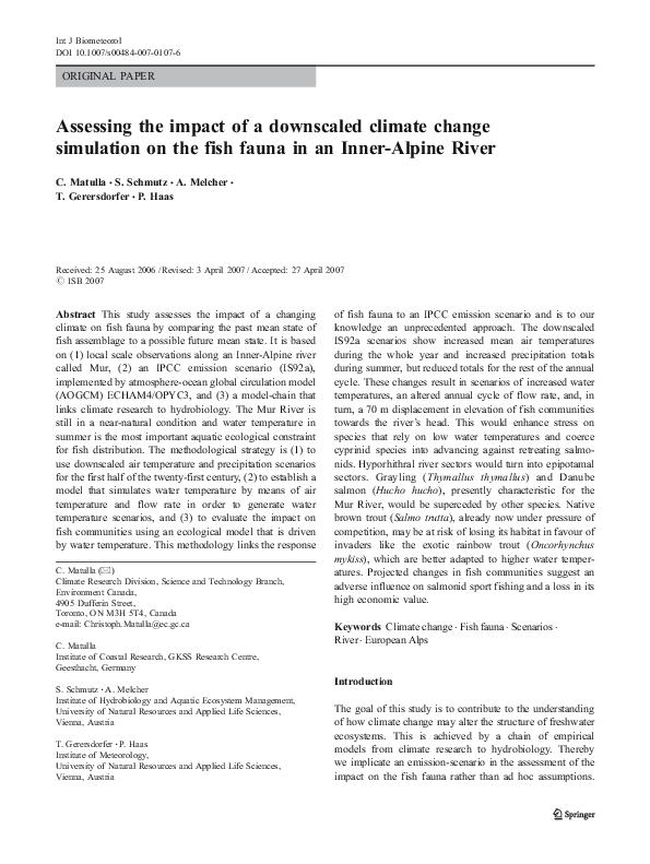 (PDF) Assessing the impact of a downscaled climate change simulation on ...