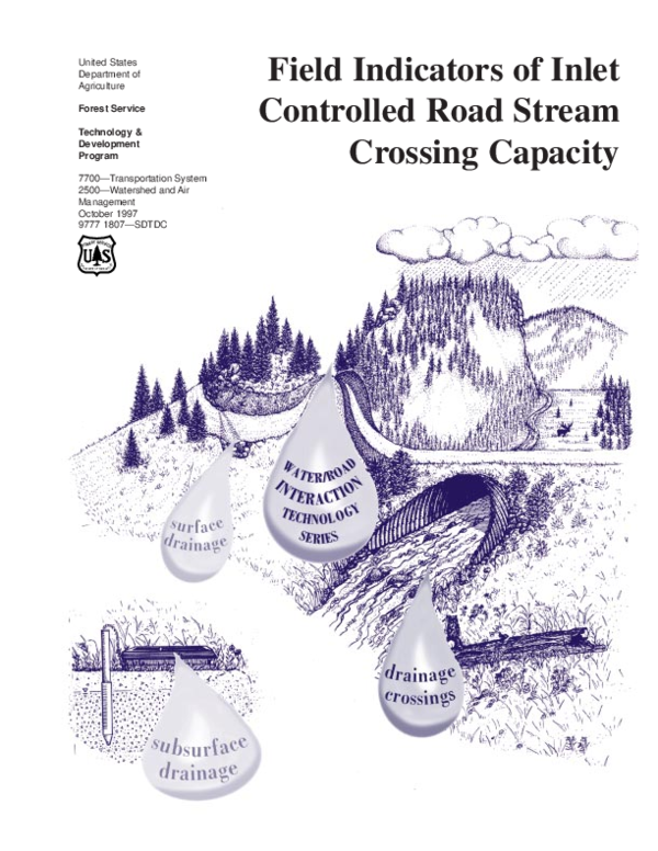 (PDF) Field Indicators of Inlet Controlled Road Stream Crossing Capacity