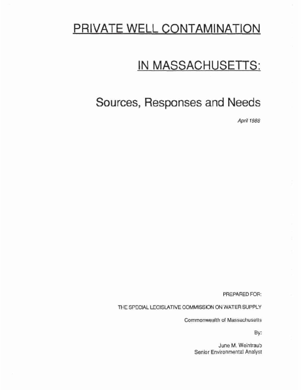 (PDF) Private Well Contamination in Massachusetts: Sources, Responses ...