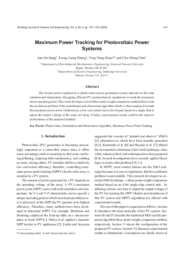 (PDF) Maximum Power Tracking for Photovoltaic Power Systems
