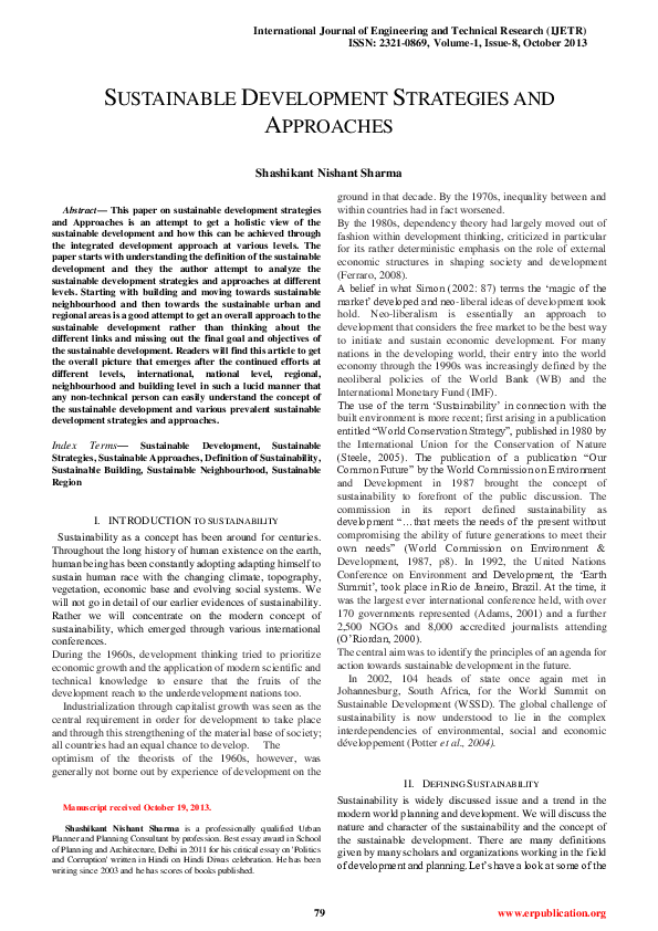 (PDF) Sustainable Development Strategies and Approaches
