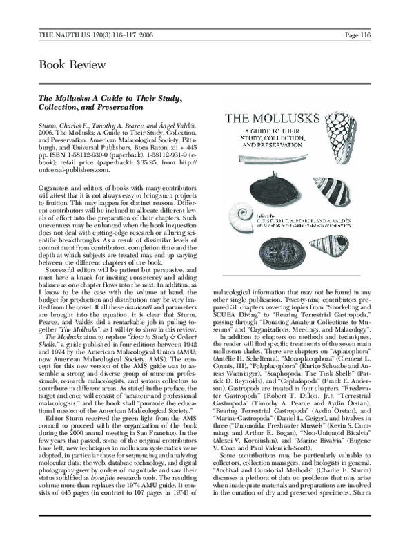 (PDF) Book Review of: The Mollusks: A Guide to Their Study, Collection ...