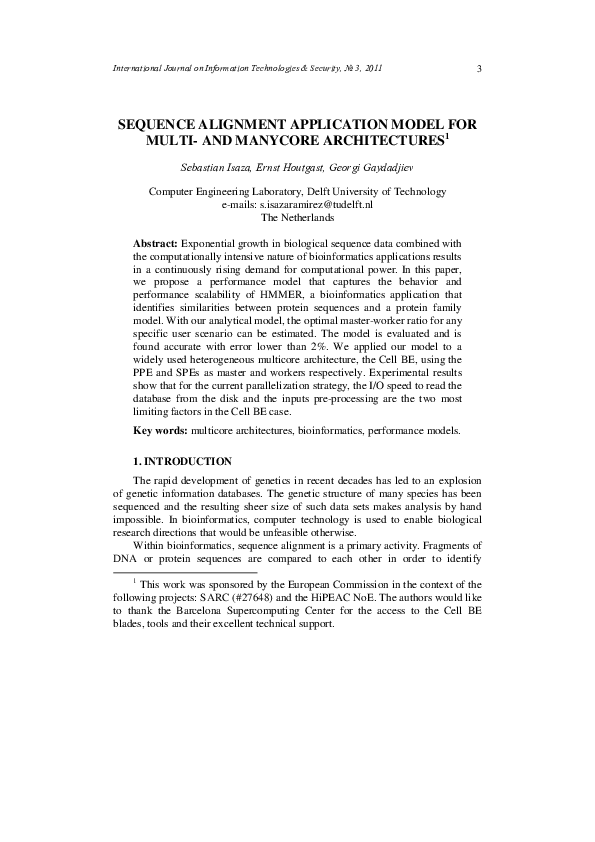 (PDF) 6 Sequence Alignment Application Model For Multi And Manycore A