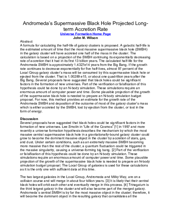 (DOC) Andromeda’s Supermassive Black Hole Projected Long-term Accretion ...