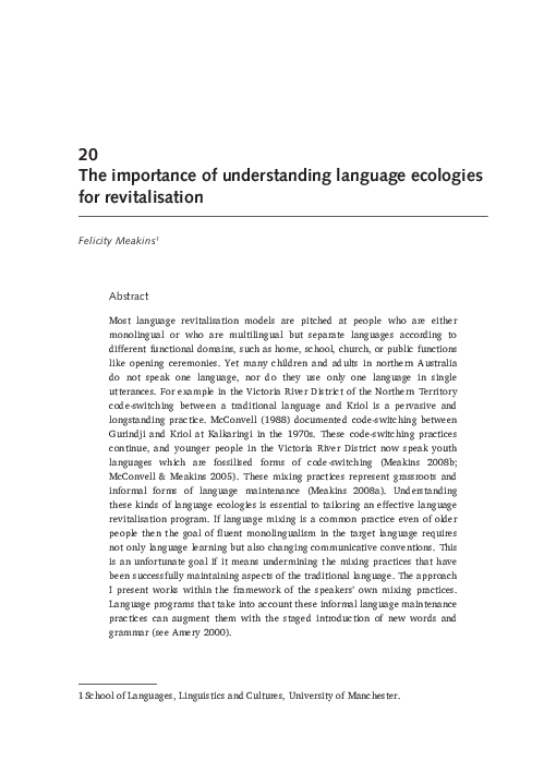 (PDF) 2010. The Importance of understanding language ecologies for ...