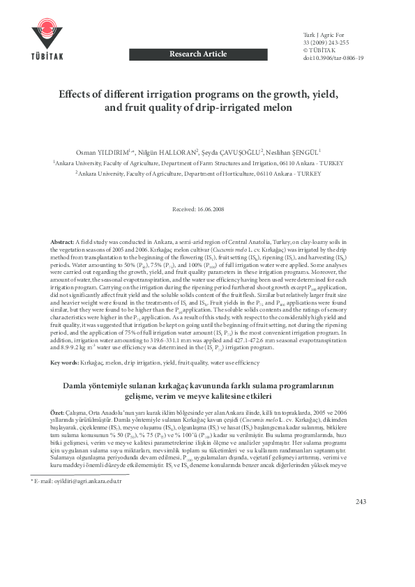 (PDF) Effects of different irrigation programs on the growth, yield ...