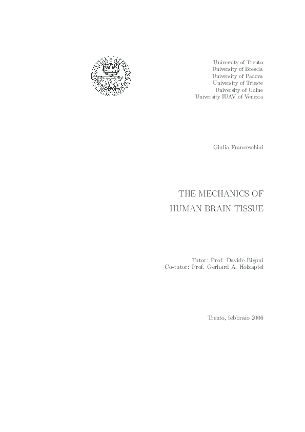  PDF THE MECHANICS OF HUMAN BRAIN TISSUE Giulia Franceschini