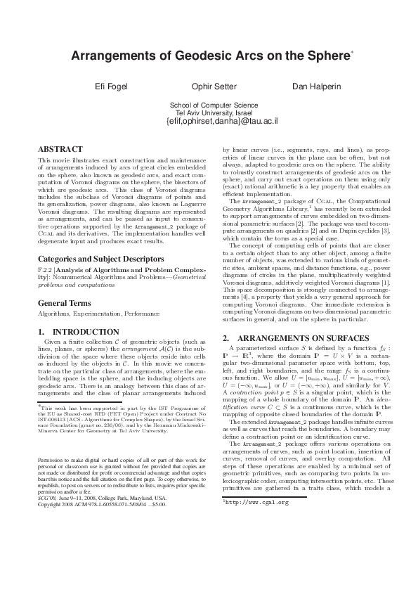 (PDF) Arrangements of geodesic arcs on the sphere