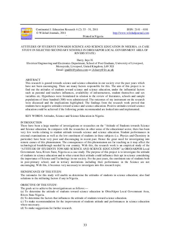Pdf Attitude Towards Science Pdf Attitude Towards Science