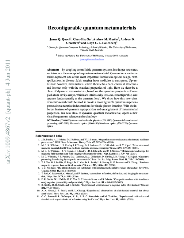 (PDF) A new class of dynamic quantum metamaterials