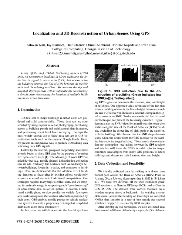 (PDF) Localization and 3D reconstruction of urban scenes using GPS