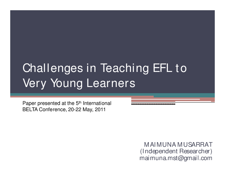 (PDF) Challenges in Teaching EFL to Very Young Learners