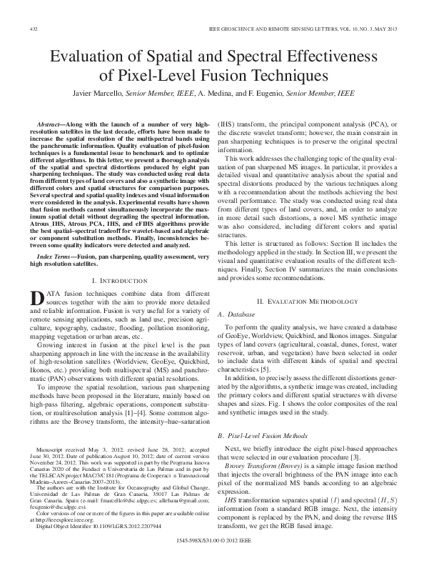 (PDF) 3 Evaluation of Spatial and Spectral Effectiveness of Pixel Level ...