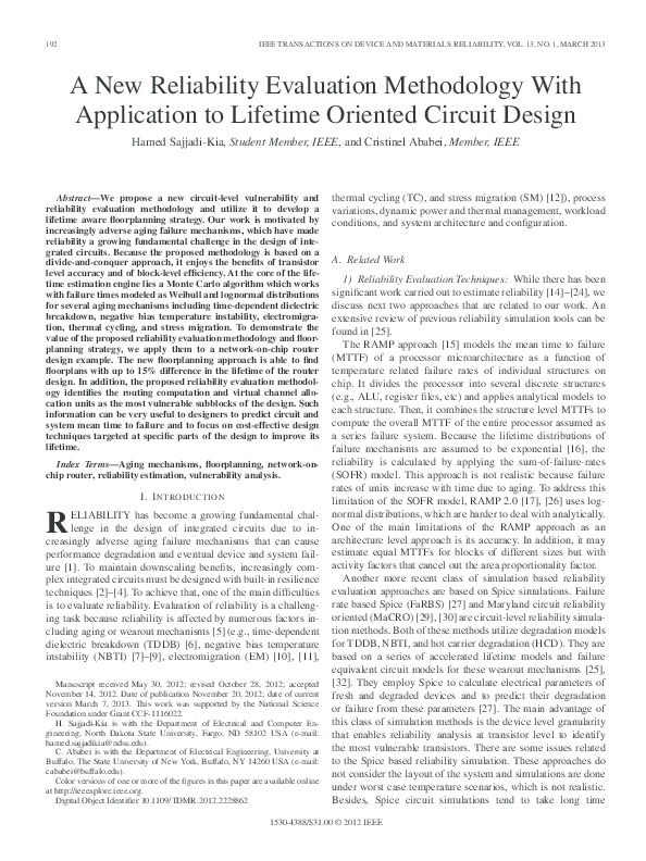 (PDF) A new reliability evaluation methodology and its application to ...