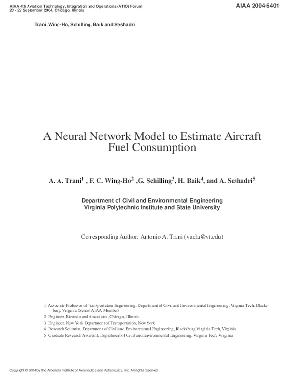 (PDF) A Neural Network Model to Estimate Aircraft Fuel Consumption