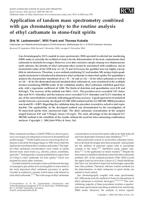 (PDF) Application of tandem mass spectrometry combined with gas ...