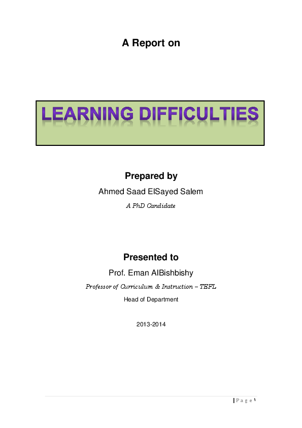 (PDF) Learning difficulties in EFL and Teaching Strategies