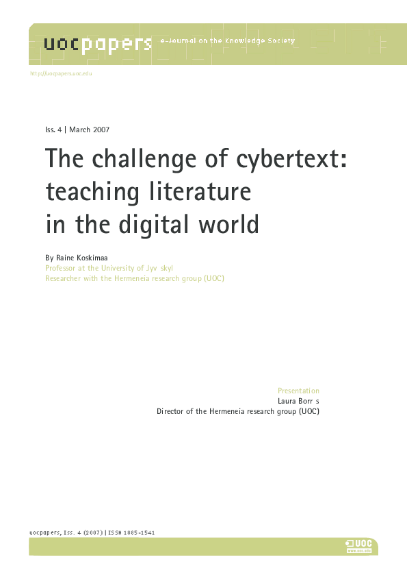 (PDF) The challenge of cybertext