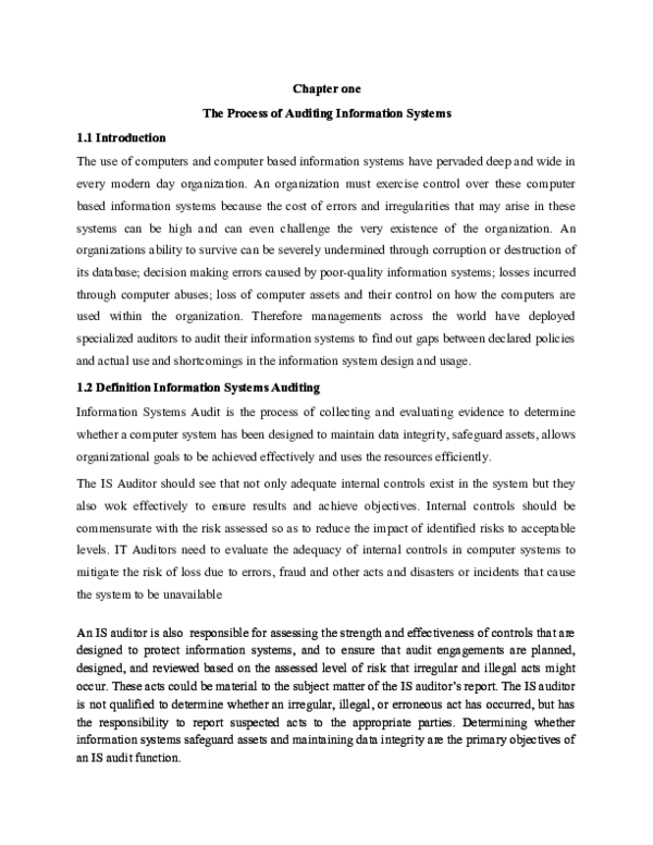 (DOC) IT AUDIT Chapter one