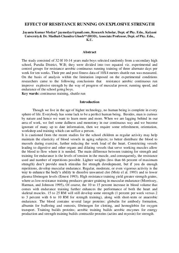 (DOC) EFFECT OF RESISTANCE RUNNING ON EXPLOSIVE STRENGTH