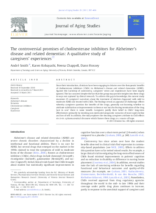 (PDF) The controversial promises of cholinesterase inhibitors for ...