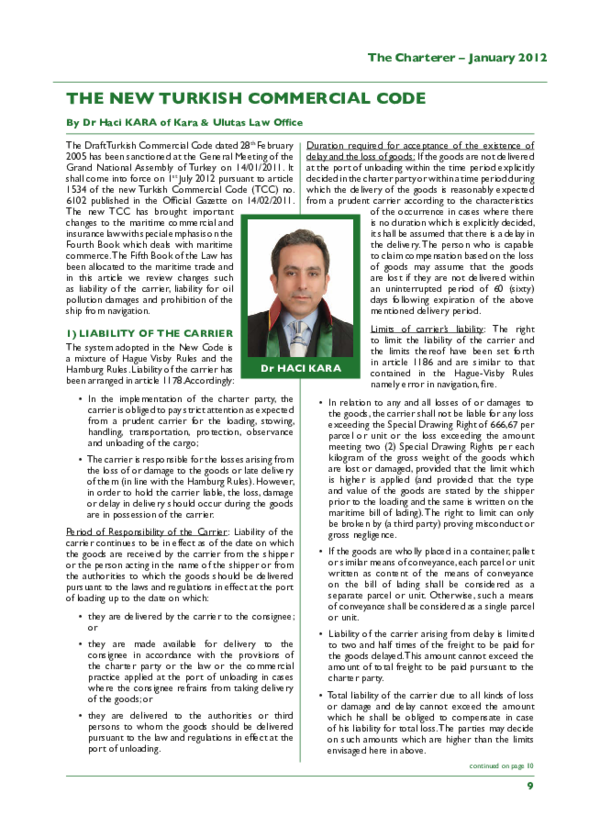 (PDF) Liability of the Carrier According to The Turkish Commercial Code ...