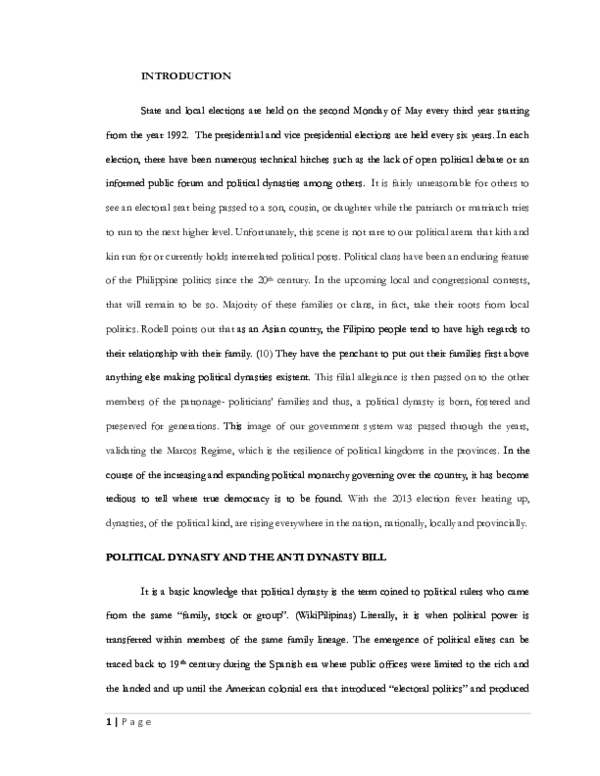 Advantages of political dynasty in the philippines pdf image