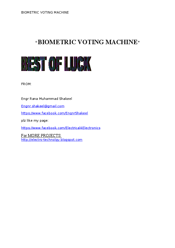 (DOC) BIOMETRIC VOTING MACHINE FINAL YEAR PROJECT
