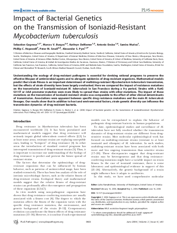 (PDF) Impact of Bacterial on the Transmission of Isoniazid