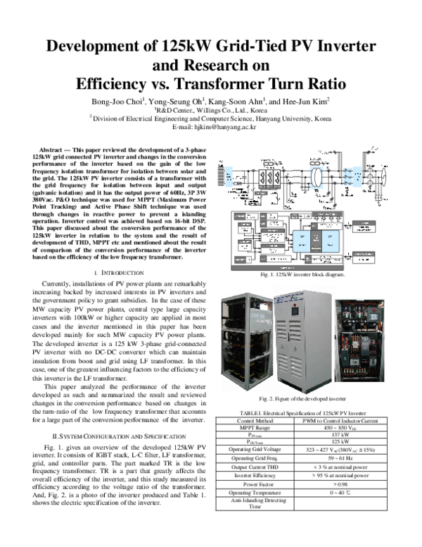 (PDF) Development of 125k W Grid-Tied PV Inverter and Research on ...