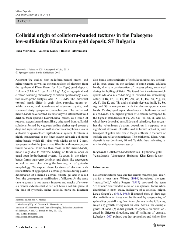 (PDF) Colloidal origin of colloform-banded textures in the Paleogenelow ...