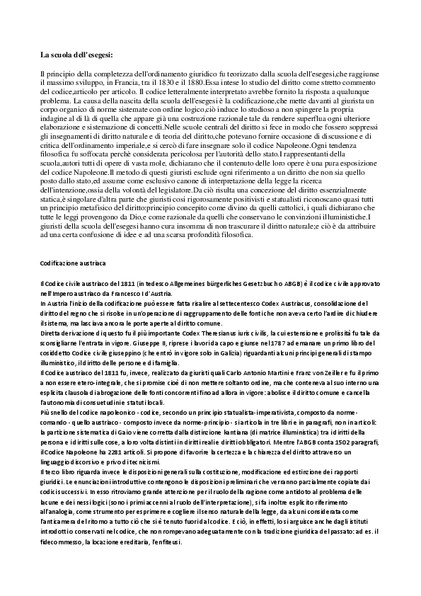 (DOC) Austria, esegesi, pandettistica