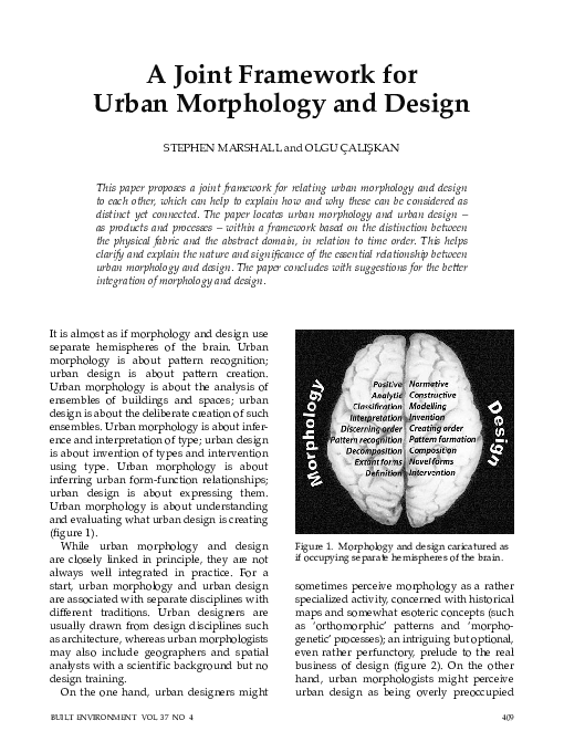 (PDF) A Joint Framework for Urban Morphology and Design