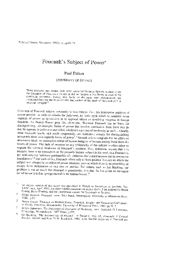Foucault power/knowledge example image