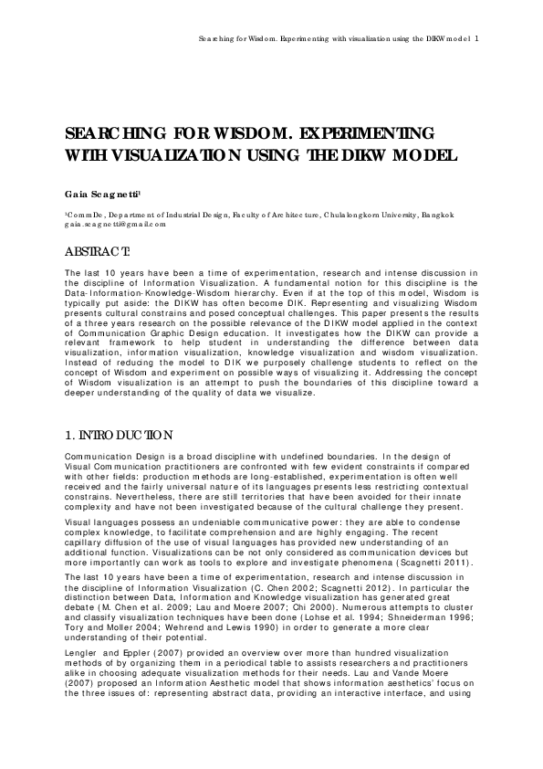 (PDF) Searching for wisdom. Experimenting with visualization using the ...